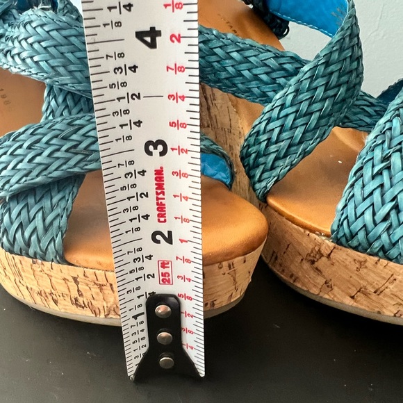 GAP Blue Braided Platform Cork Wedge Sandals - Picture 5 of 7